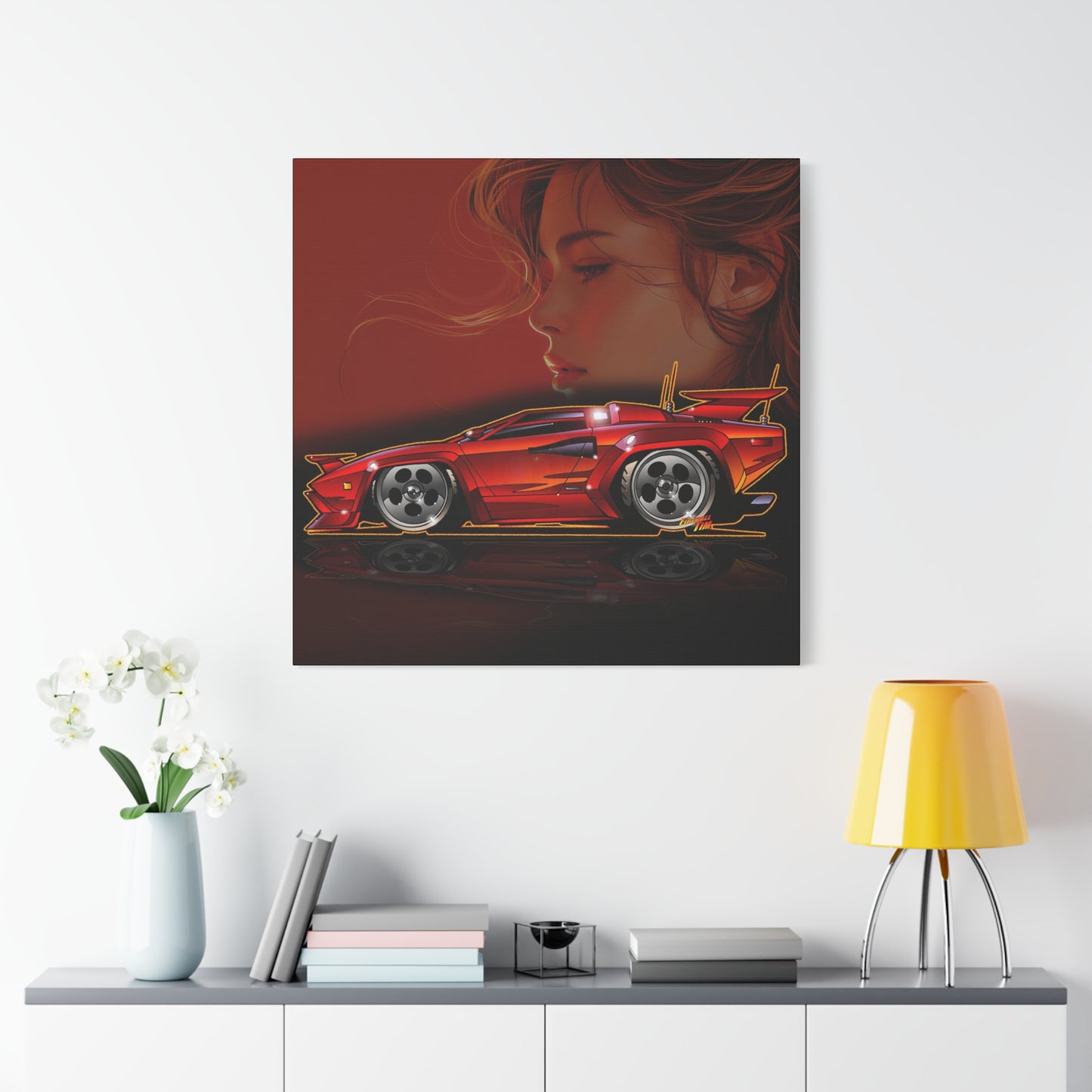 CANNONBALL RUN LAMBORGHINI COUNTACH Fireball Art Canvas Print