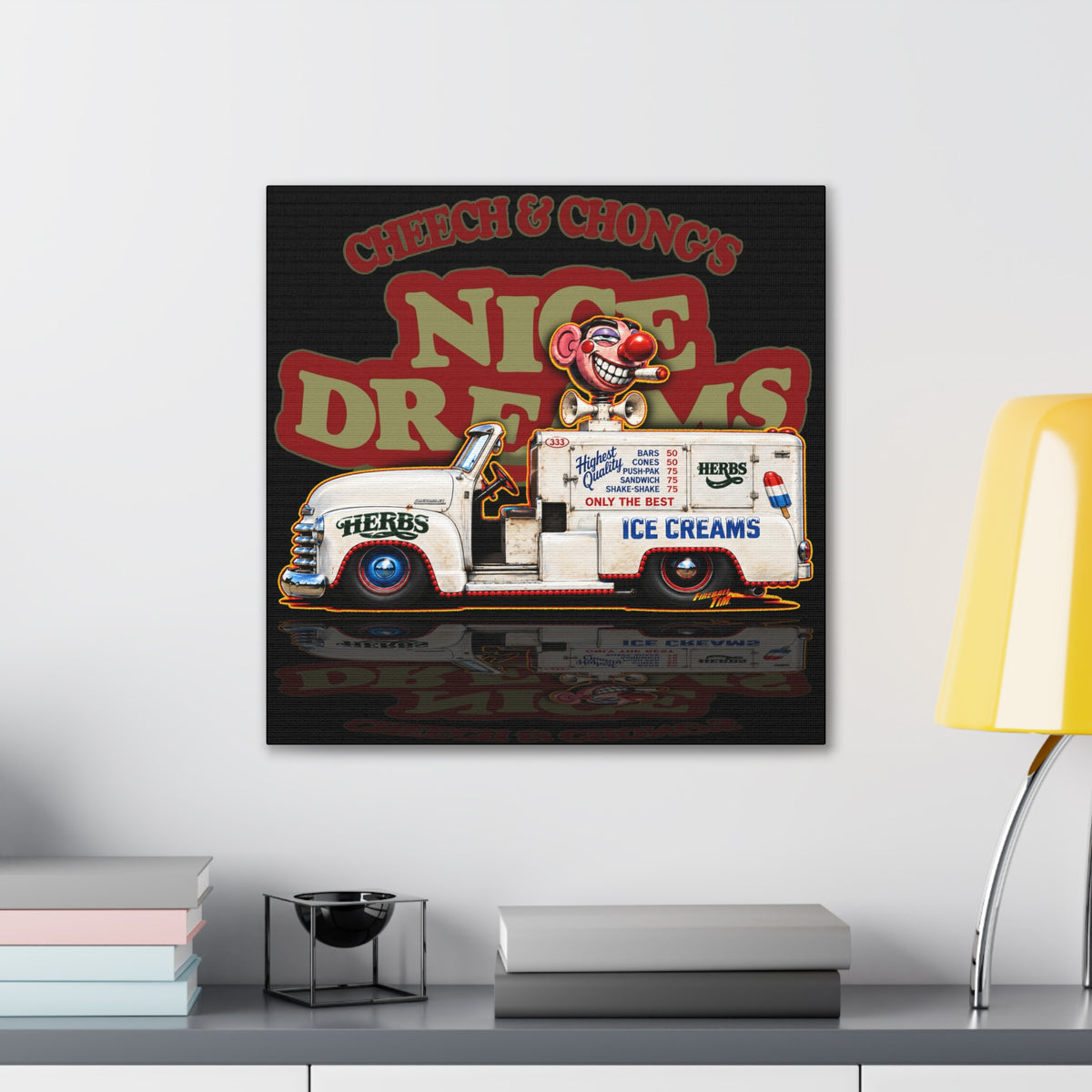 CHEECH & CHONG Nice Dreams Ice Cream Truck Collectible Fireball Art Canvas Stretched Print
