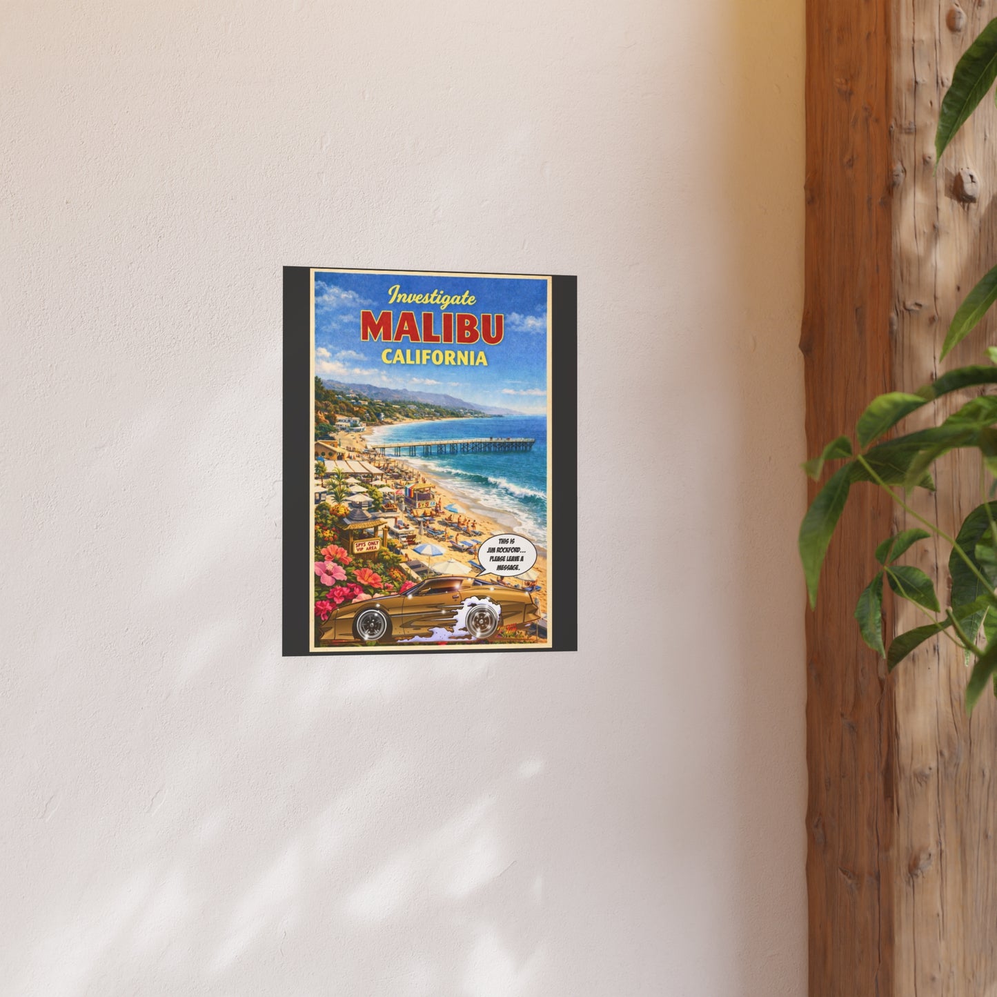 VISIT MALIBU CALIFORNIA Rockford Files Vintage Fireball Art Travel Poster Satin/Matte