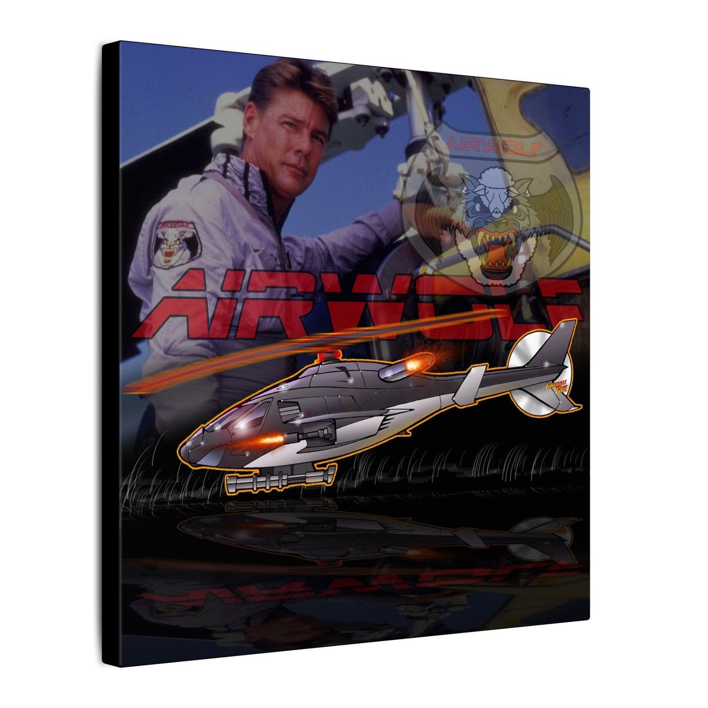 AIRWOLF TV Helicopter Canvas Art Print - 12x12