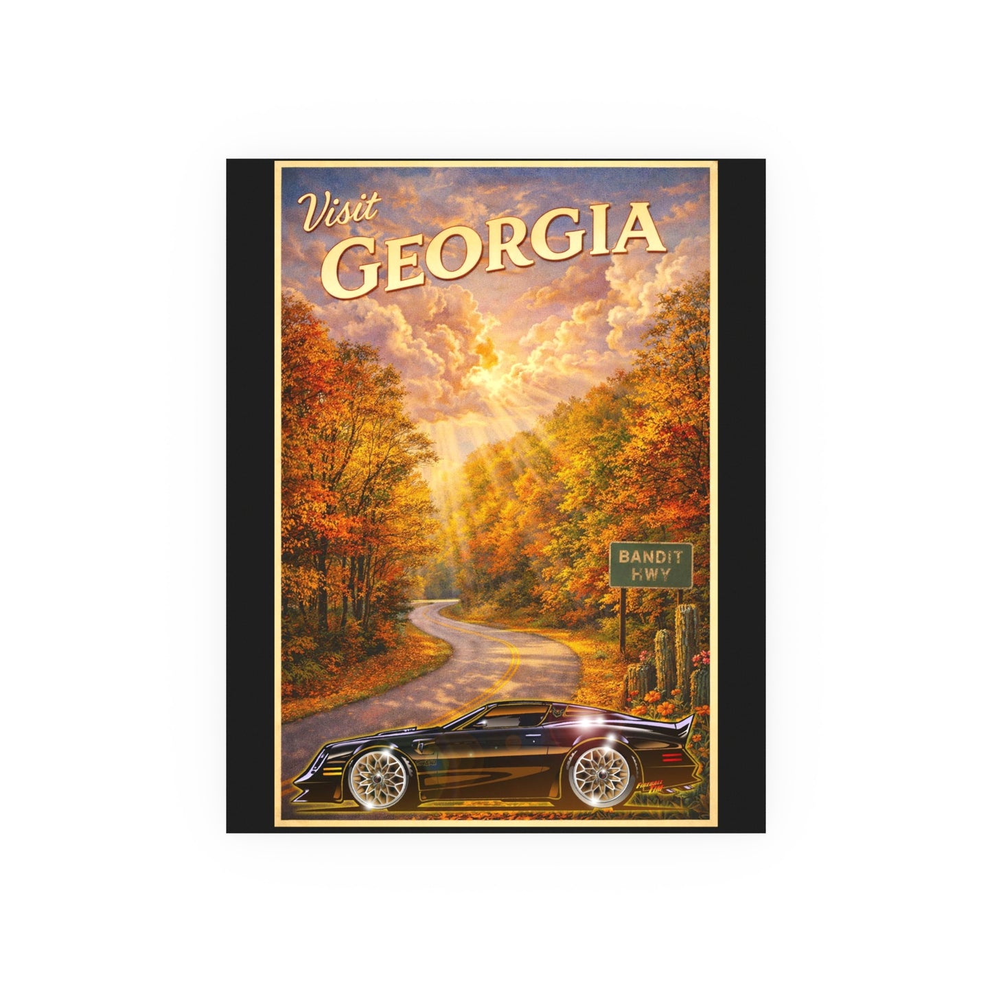 VISIT GEORGIA Smokey and the Bandit Vintage Fireball Art Travel Poster Satin/Matte