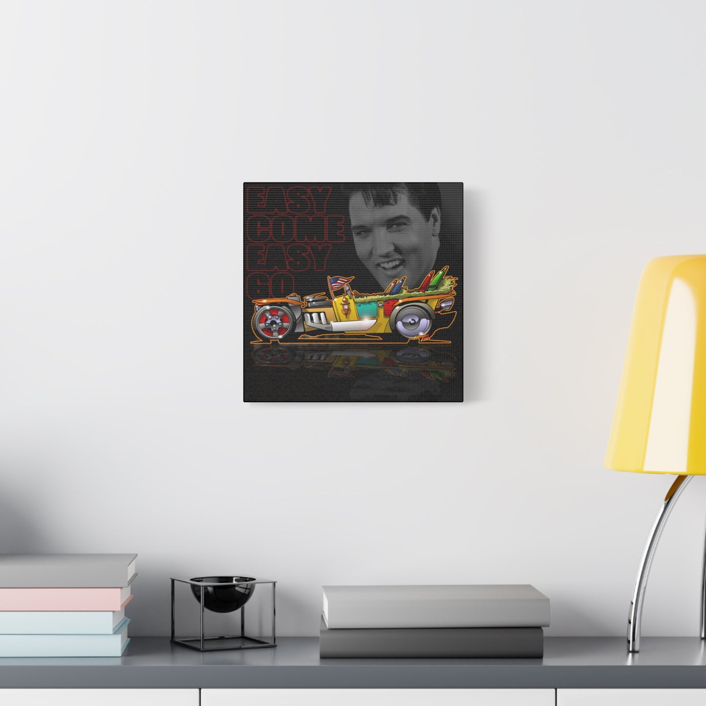 MONGREL T HOT ROD Elvis Easy Come Easy Go Fireball Canvas Art Wall Print