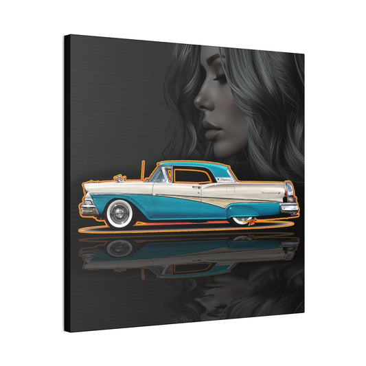 FORD FAIRLANE SKYLINER 1958 Collectible Fireball Art Canvas Stretched Print