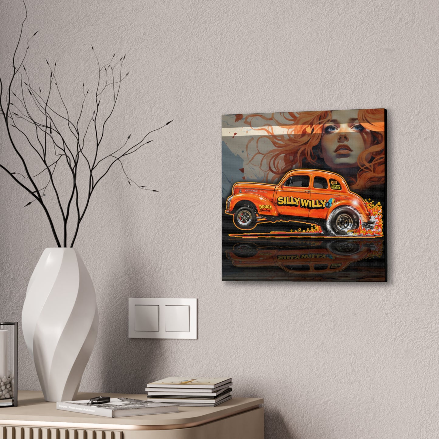 SILLY WILLER HOT ROD GASSER Collectible Fireball Art Canvas Stretched Print