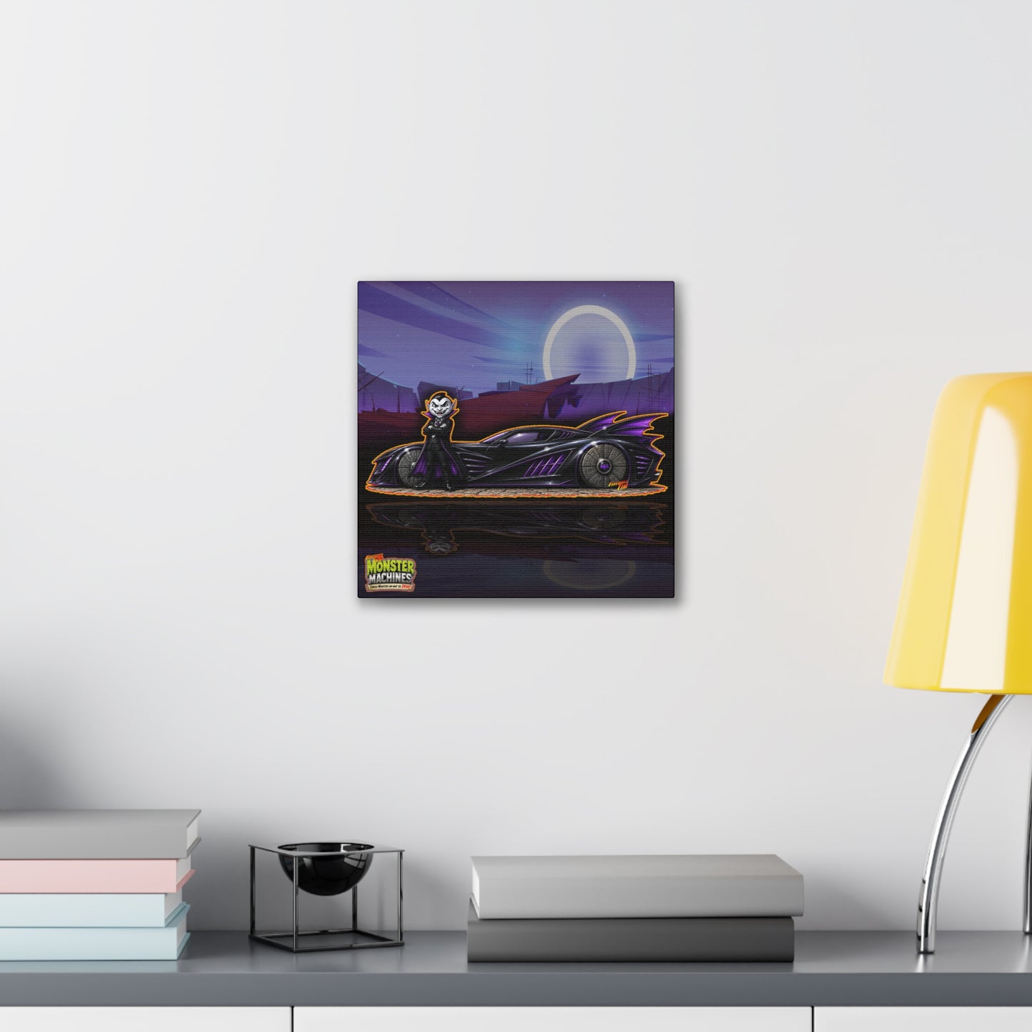 MONSTER MACHINES Halloween Count Cruiser Collectible Fireball Art Canvas Stretched Print