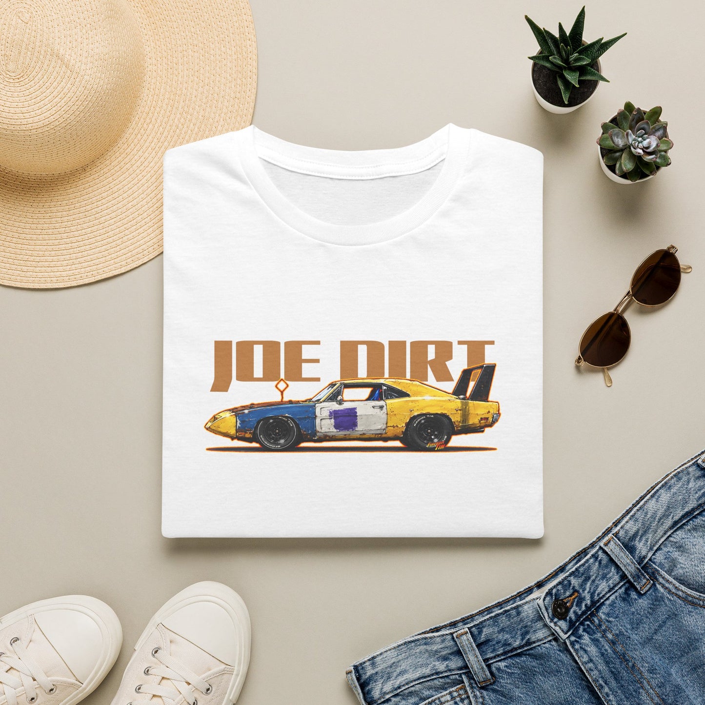 JOE DIRT 1969 Dodge Charger Daytona Collectible Fireball Art Tee Shirt