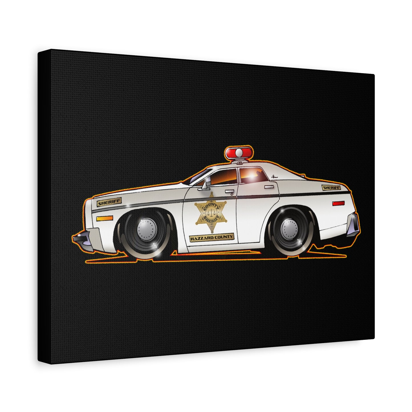 DUKES OF HAZZARD SHERIFF POLICE CAR Fireball Art Canvas Print