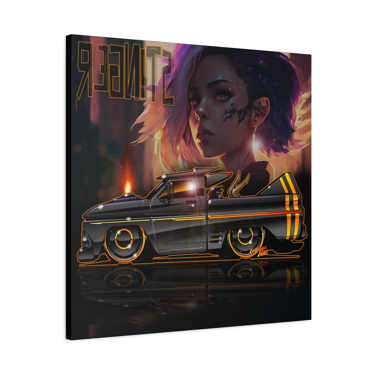 CHEVROLET C10 1960 Stinger Pickup Truck Fireball Art Canvas Print