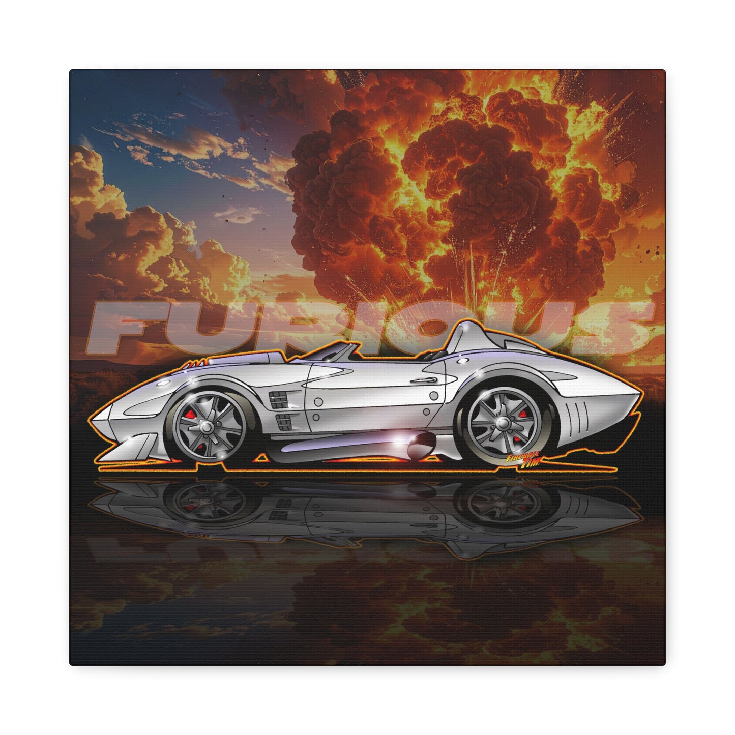 FAST AND FURIOUS Grand Sport Stingray Corvette Fireball Art Canvas Print