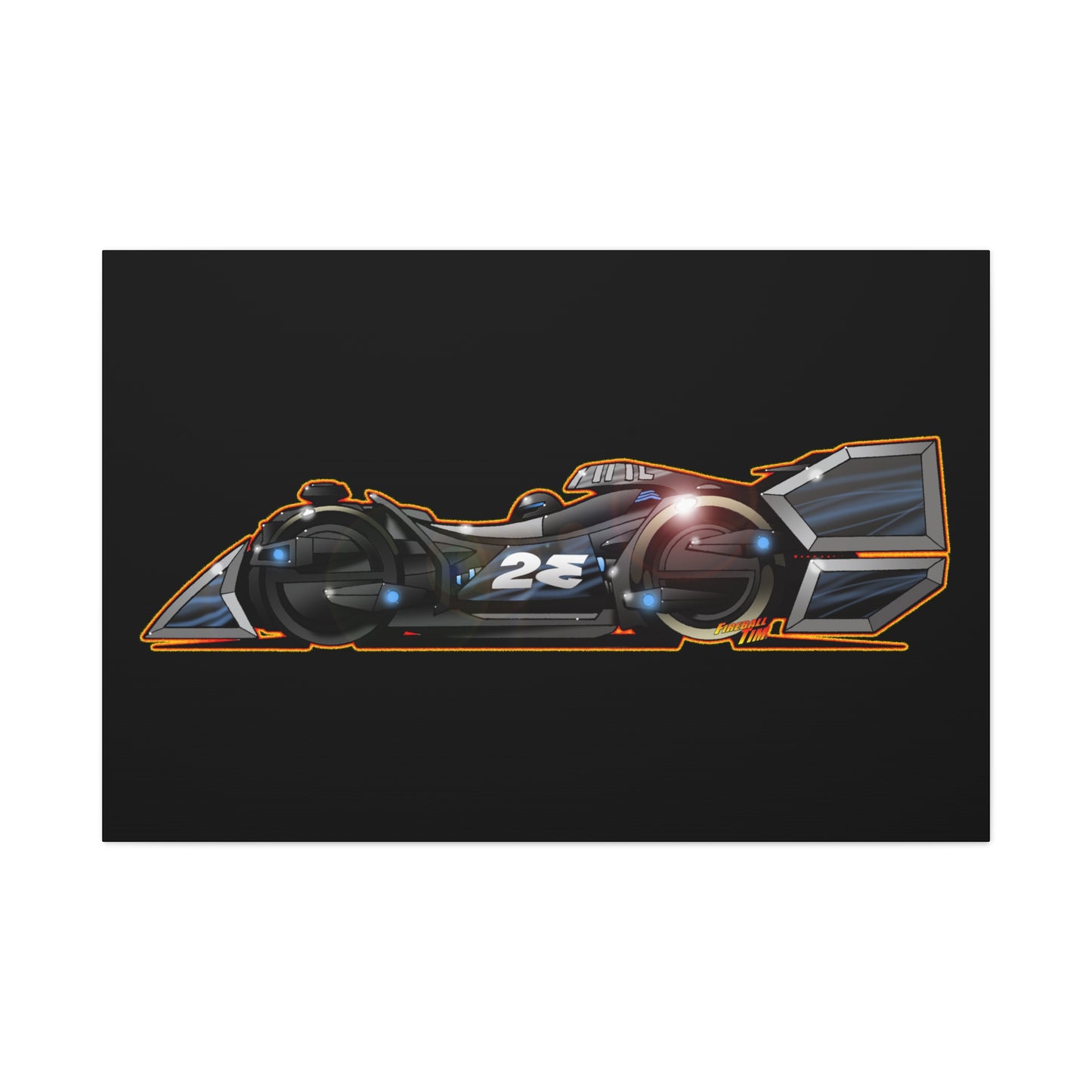 SPEED RACER GRAY GHOST Race Car Fireball Art Canvas Print