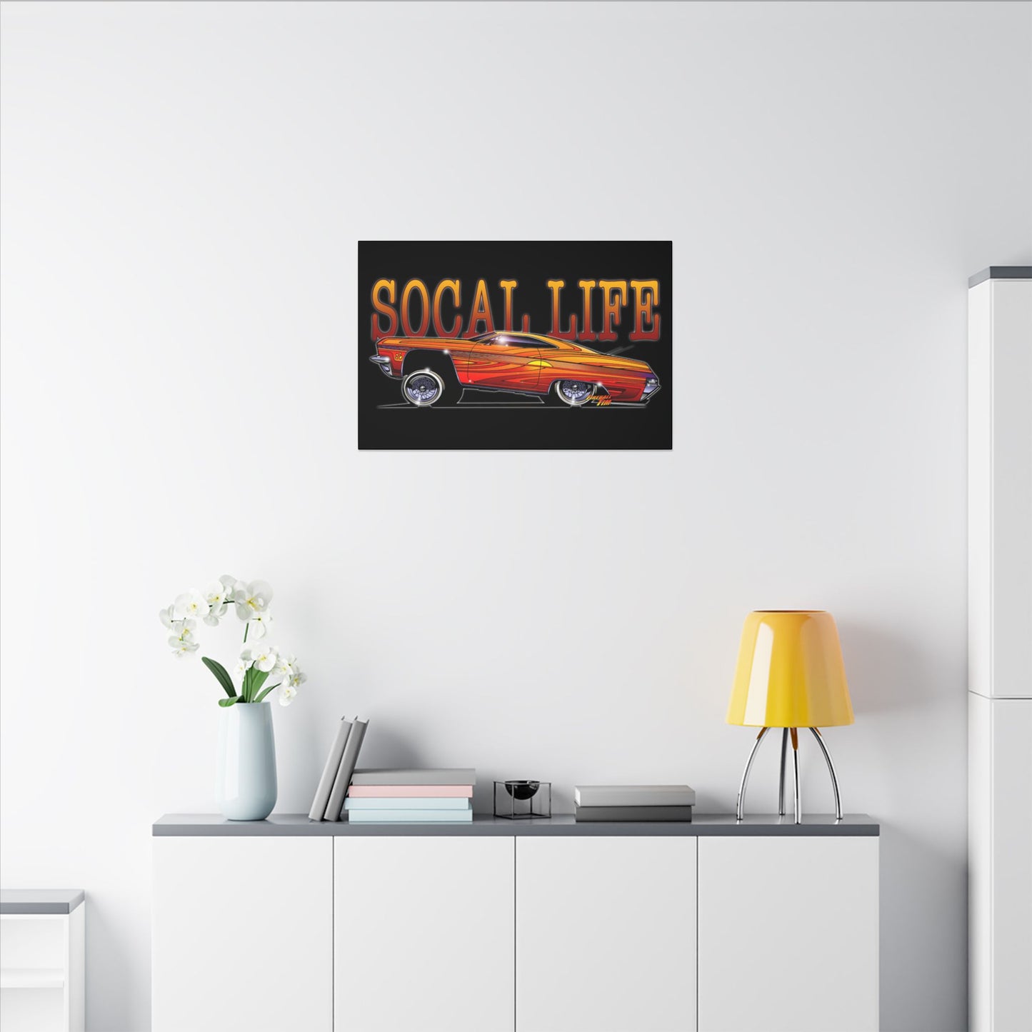 CHEVY IMPALA LOWRIDER Fireball Art Canvas Print