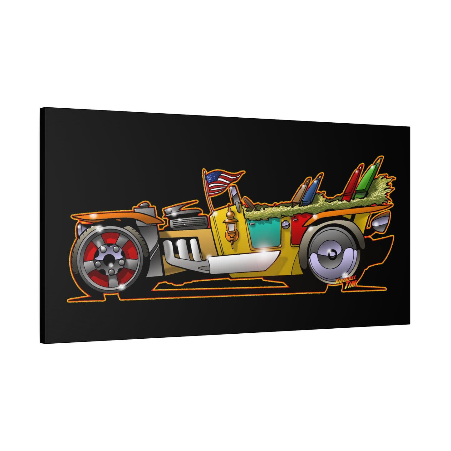 MONGREL T HOT ROD Elvis Easy Come Easy Go Fireball Canvas Art Wall Print