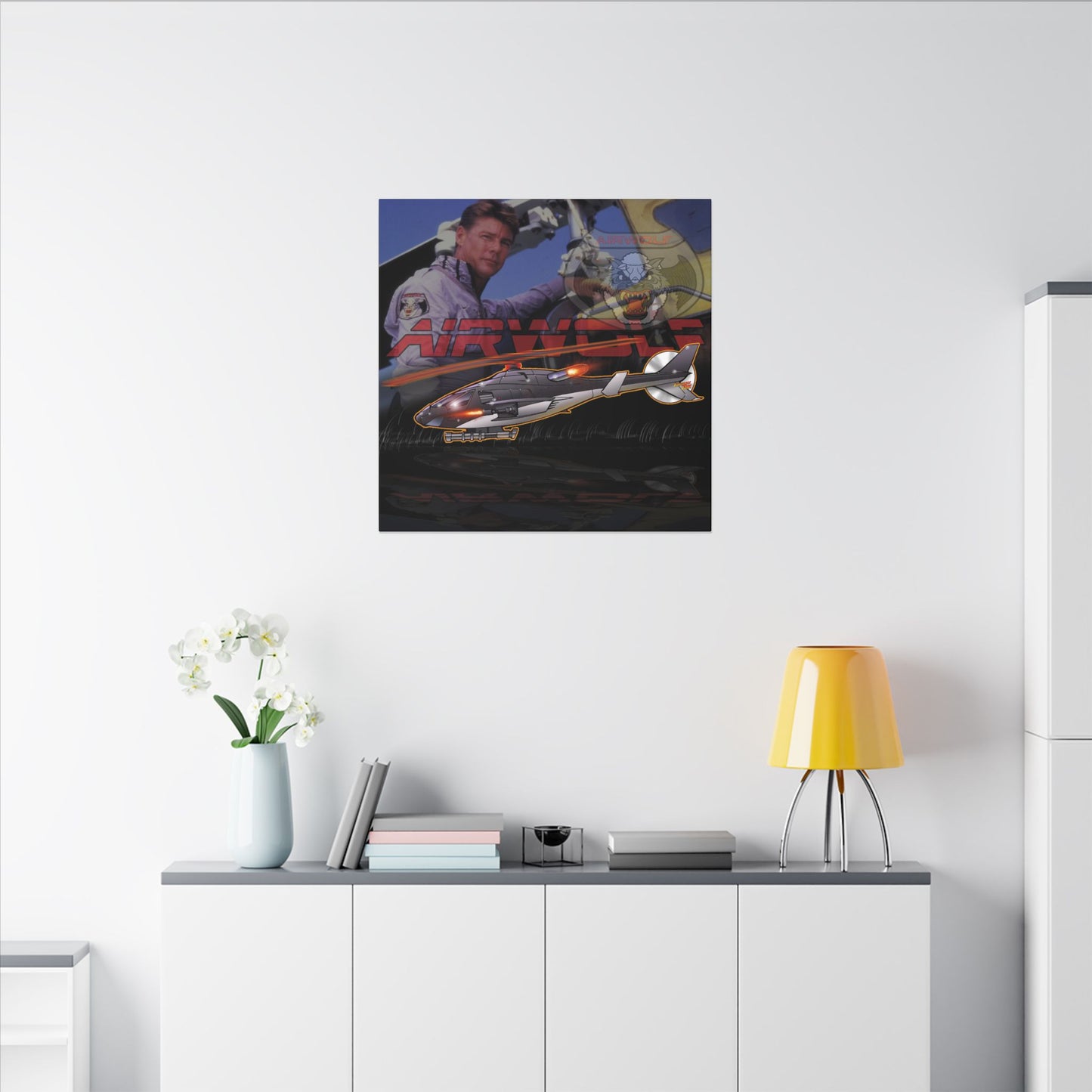 AIRWOLF TV Helicopter Canvas Art Print - 12x12