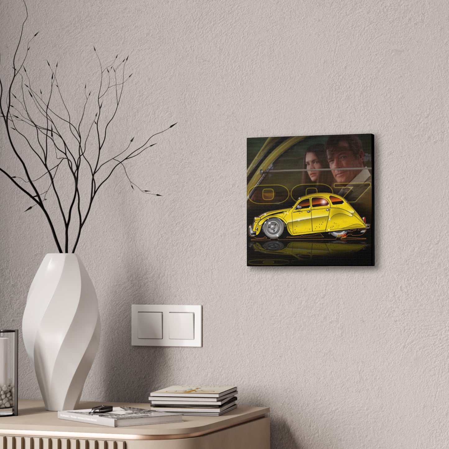 CITROEN 2CV FOR YOUR EYES ONLY James Bond Fireball Canvas Art - 12x12