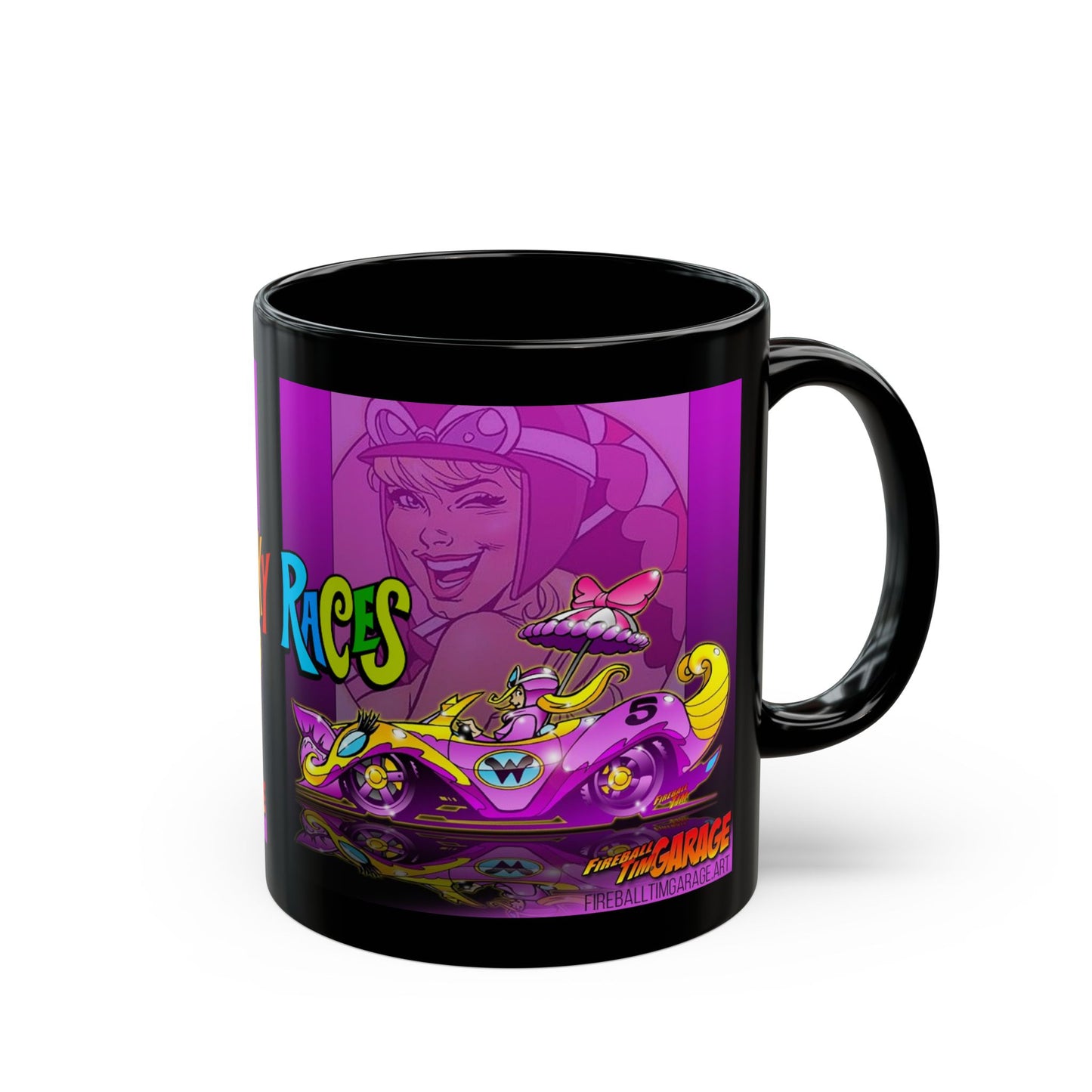 PENELOPE PITSTOP Wacky Races Cartoon Concept Art Black Coffee Mug 11oz