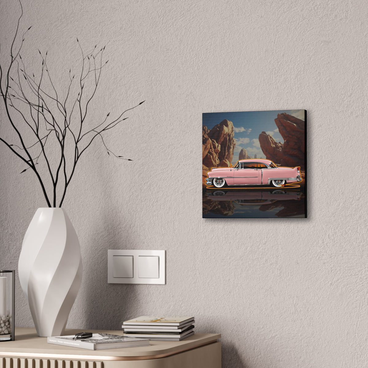 CADILLAC Coupe DeVille 1953 Collectible Fireball Art Canvas Stretched Print
