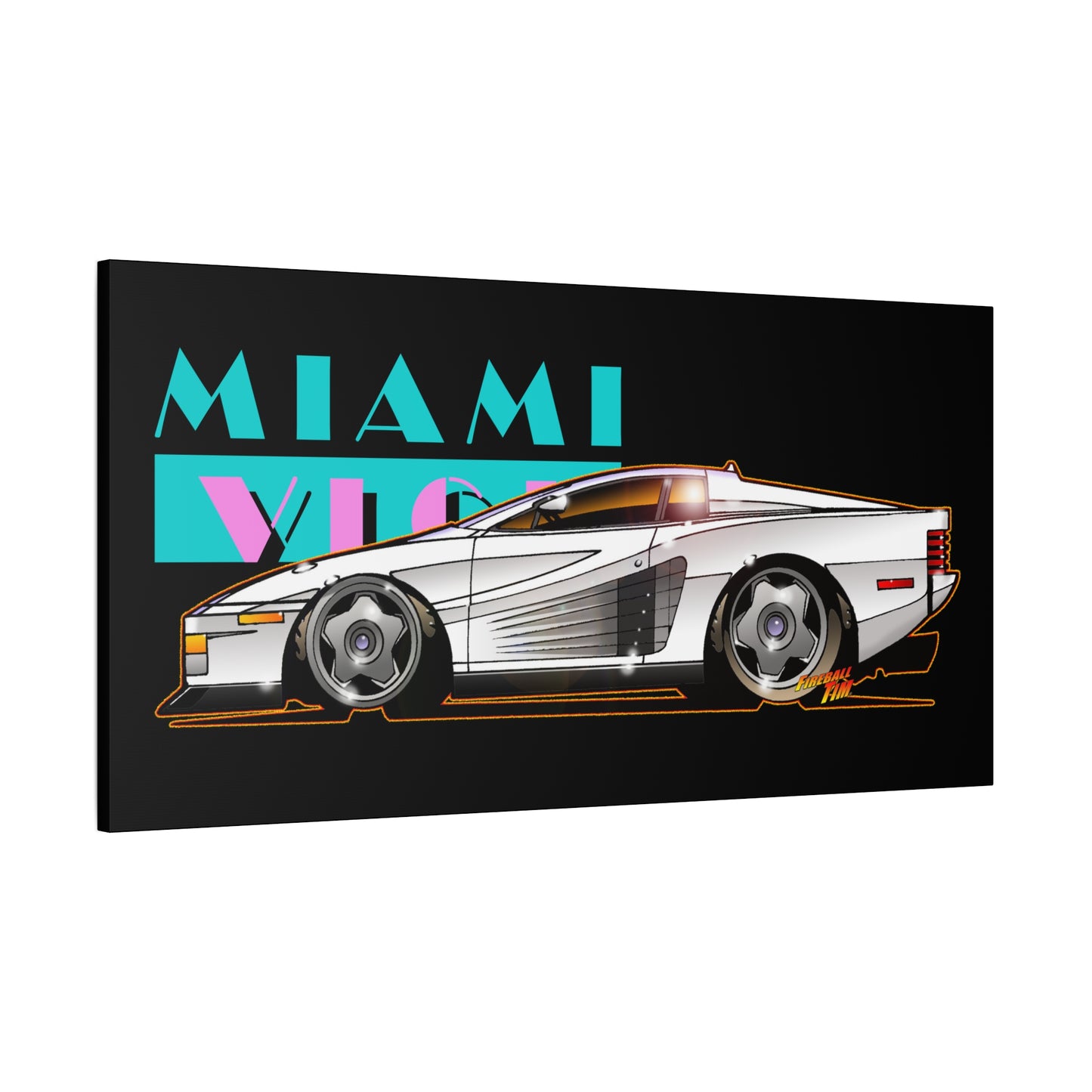 MIAMI VICE FERRARI TESTAROSSA Fireball Canvas Art Wall Print