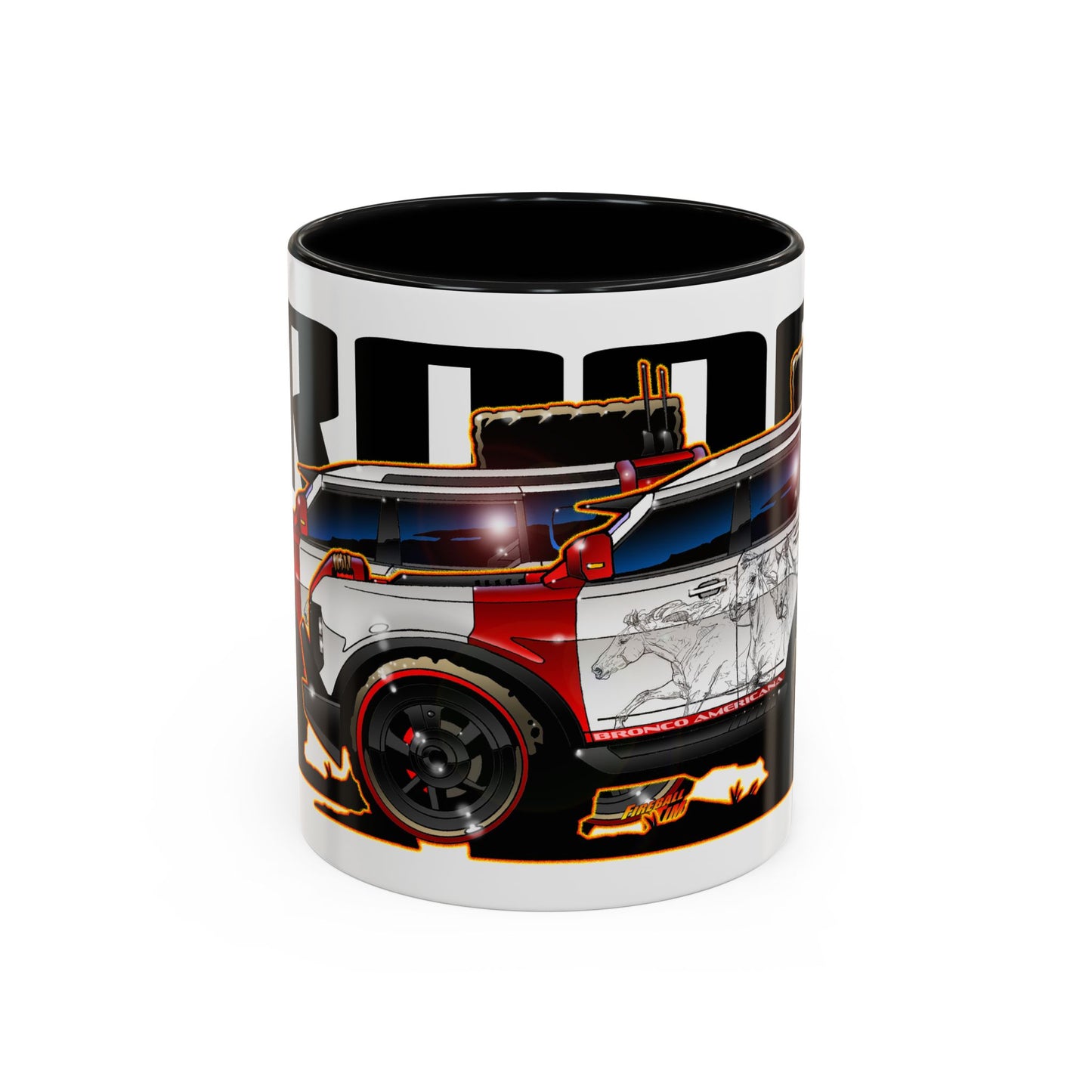 FORD BRONCO AMERICANO CUSTOM Fireball Art Collectible Coffee Mug - 2 Sizes