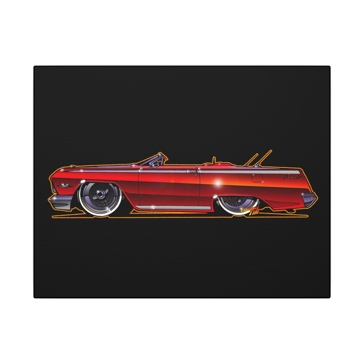 CHEVY IMPALA LOWRIDER Fireball Art Canvas Print