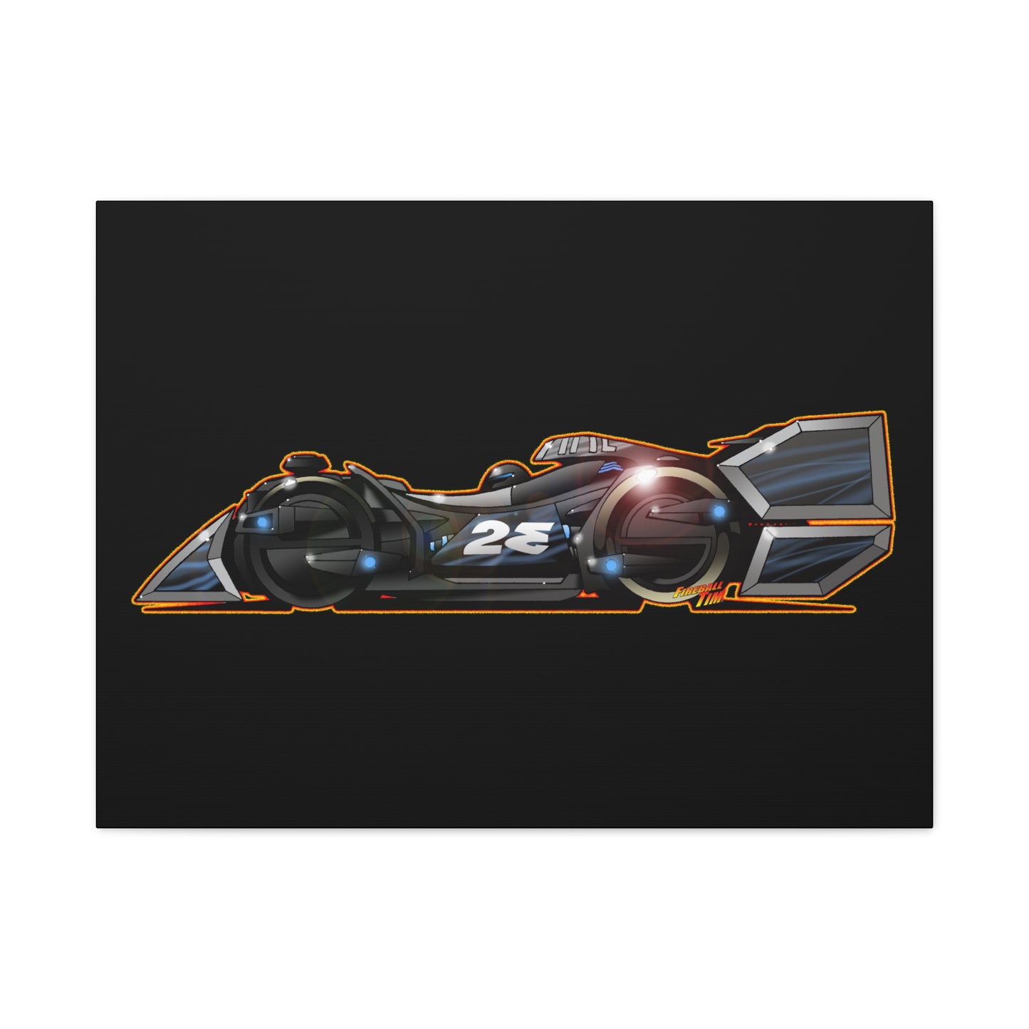 SPEED RACER GRAY GHOST Race Car Fireball Art Canvas Print