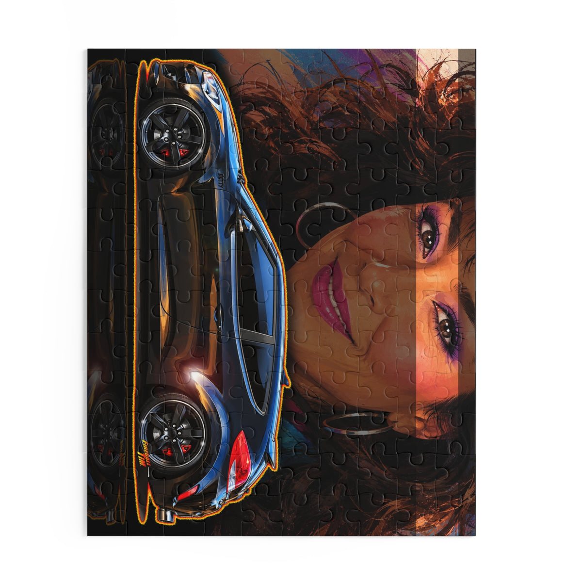 HYUNDAI VELOSTER 2012 Black Betty Collectible Fireball Art Jigsaw Puzzle — Retro Custom Cars (120/252/500‑Piece)
