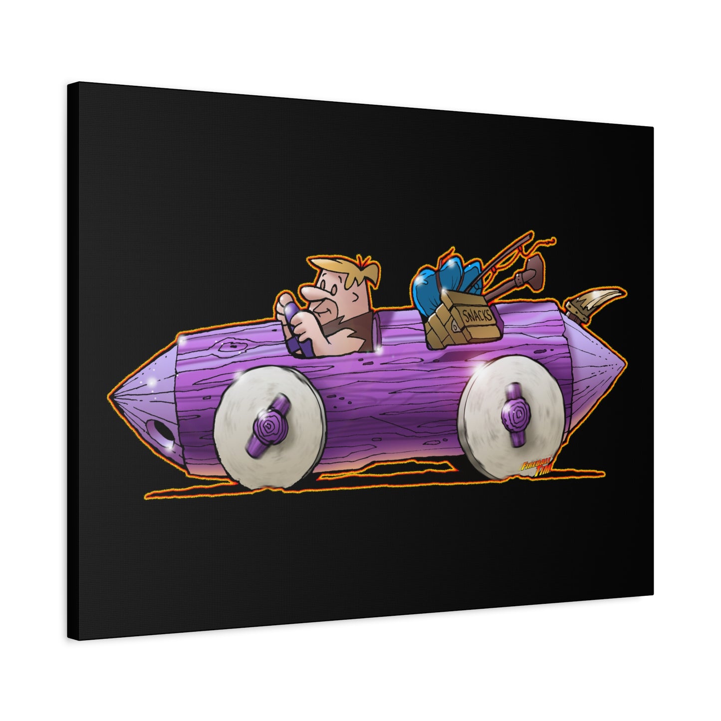 FLINSTONES BARNEY RUBBLE Fireball Art Canvas Wall Print - Multiple Sizes