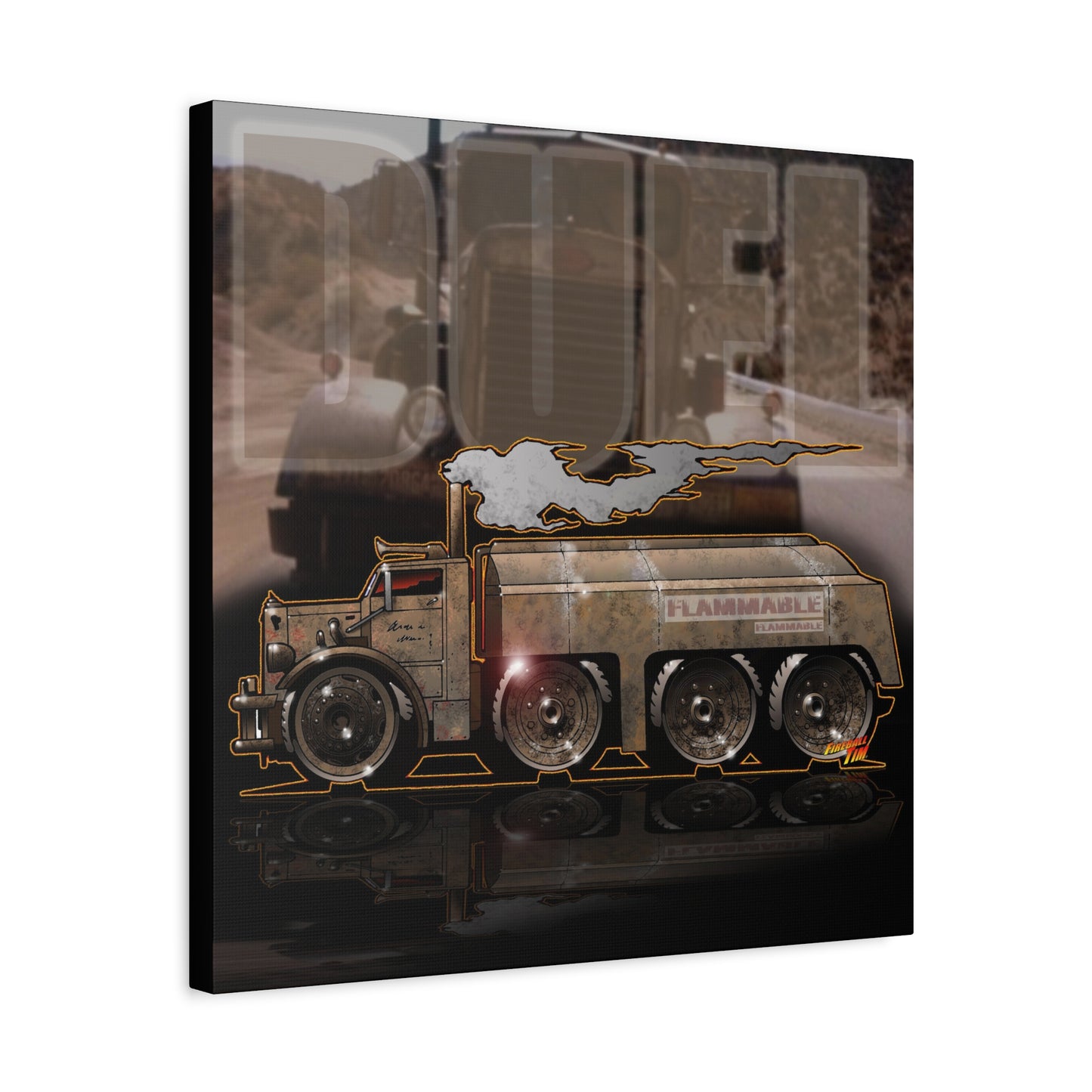 DUEL Killer Movie Truck Fireball Art Canvas Print - Sizes