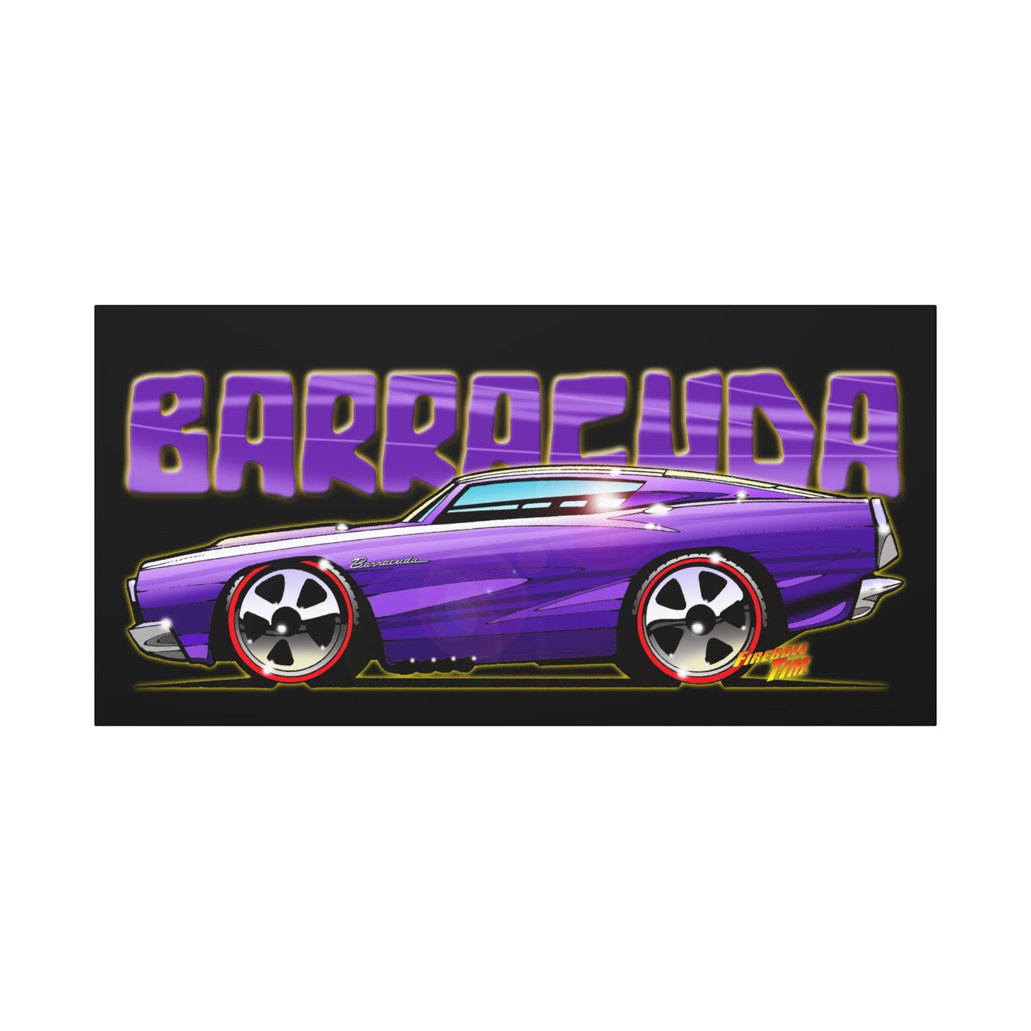 PLYMOUTH BARRACUDA Fireball Art Canvas Wall Print