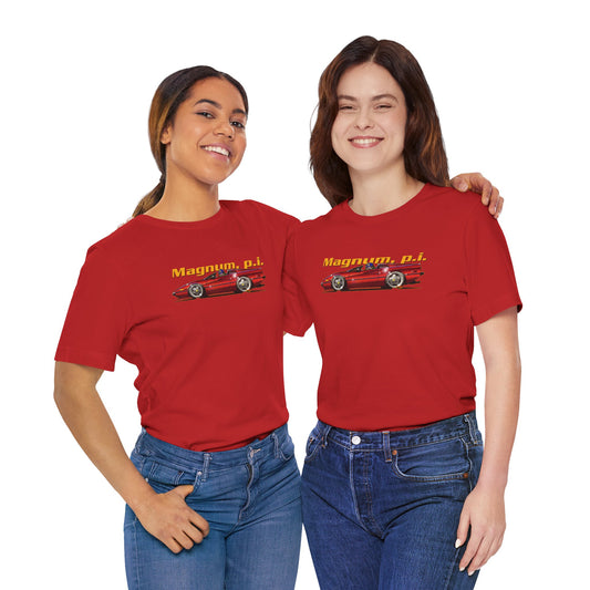 MAGNUM PI FERRARI 308 GTS Unisex Jersey Fireball Art Tee Shirt - Multiple Colors