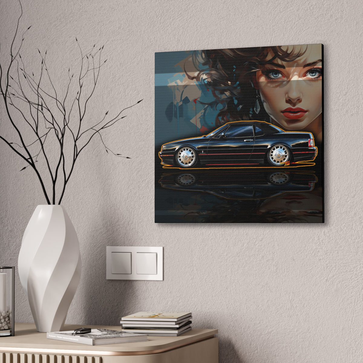 CADILLAC ALLANTE Collectible Fireball Art Canvas Stretched Print