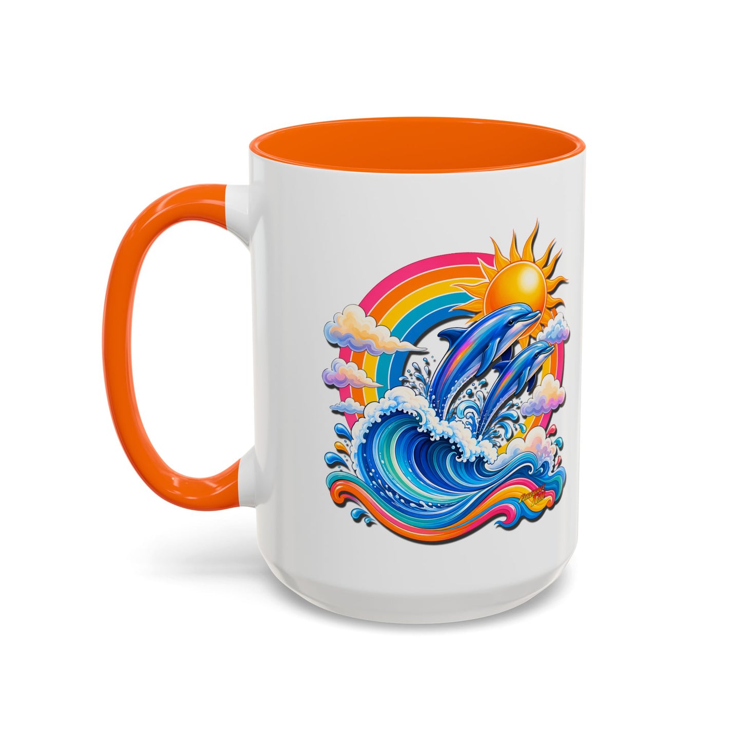 DOLPHIN SPLASH 1 Aquarium Series Fireball Art Coffee Mug - 2 Sizes