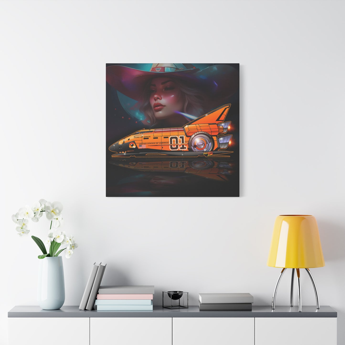DUKE OF SPACE Dukes of Hazzard Space Shuttle Canvas Art Wall Print