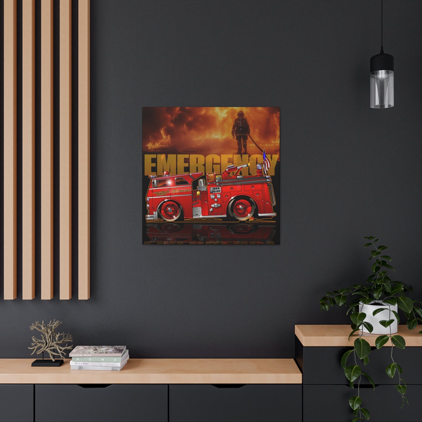 EMERGENCY ENGINE 51 MASTERPRINT Fire Engine Concept Art Canvas Print 3 Sizes