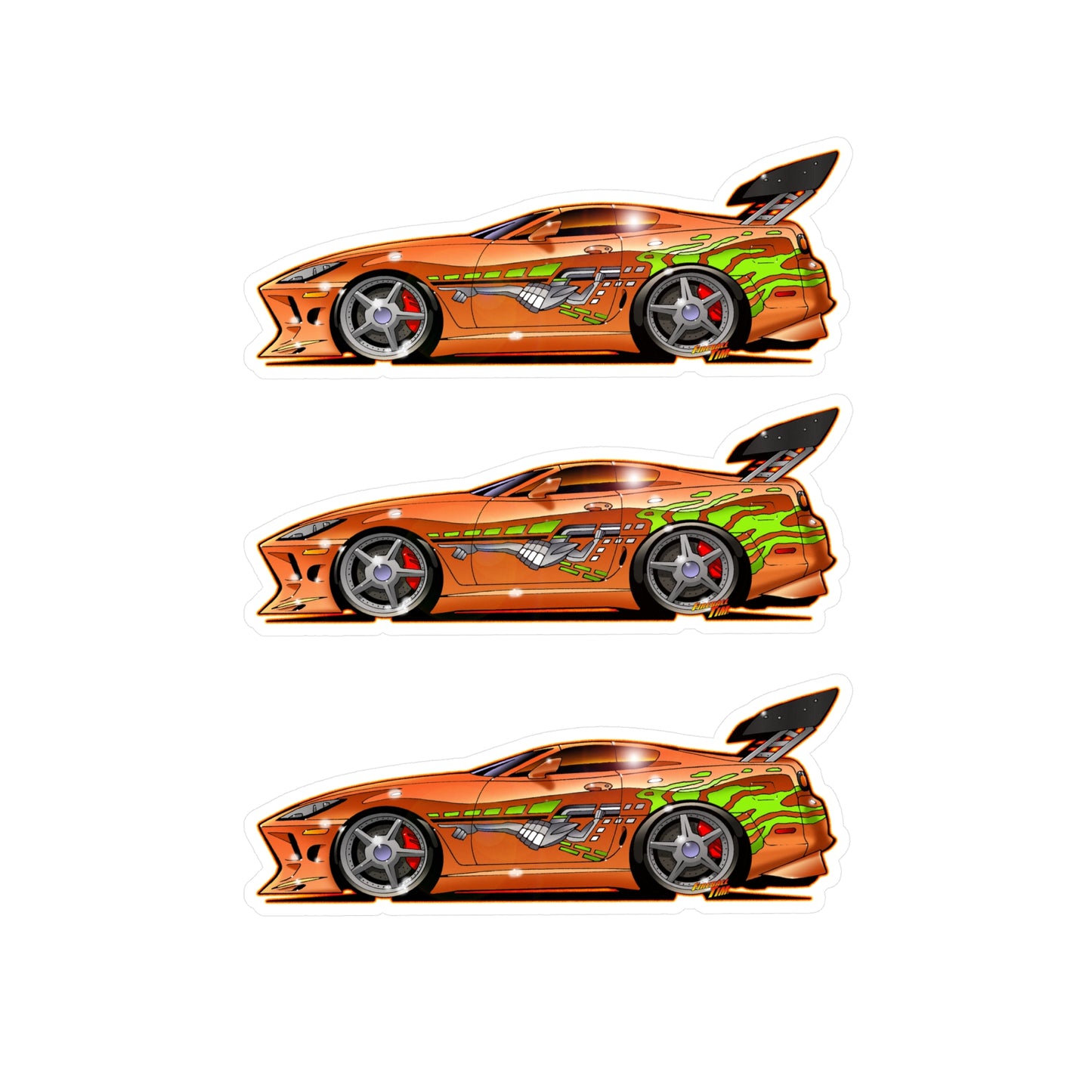 FAST & FURIOUS 1994 TOYOTA SUPRA MK IV Fireball Art Kiss-Cut Vinyl Decal Set
