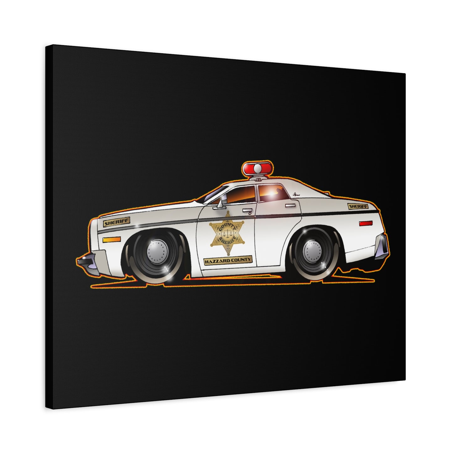 DUKES OF HAZZARD SHERIFF POLICE CAR Fireball Art Canvas Print