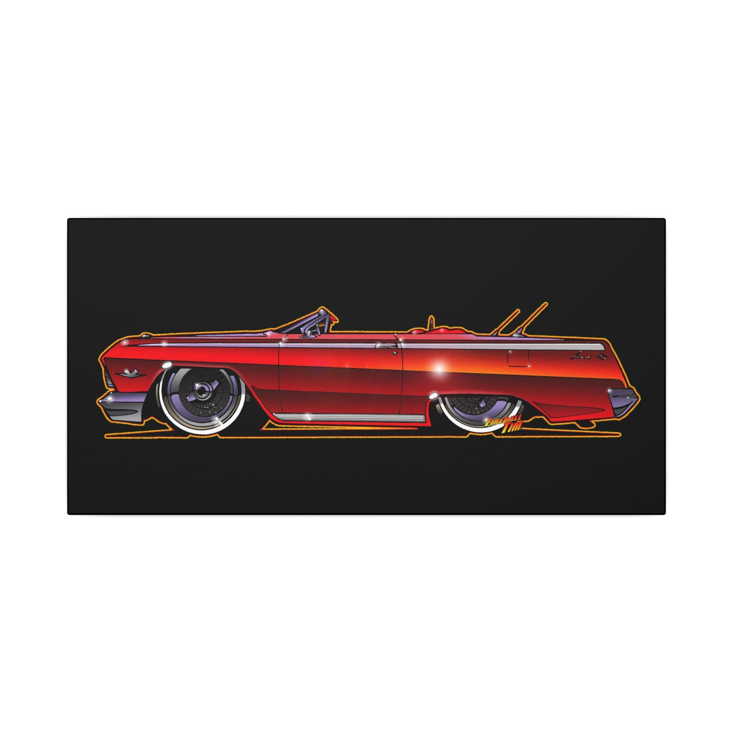 CHEVY IMPALA LOWRIDER Fireball Art Canvas Print