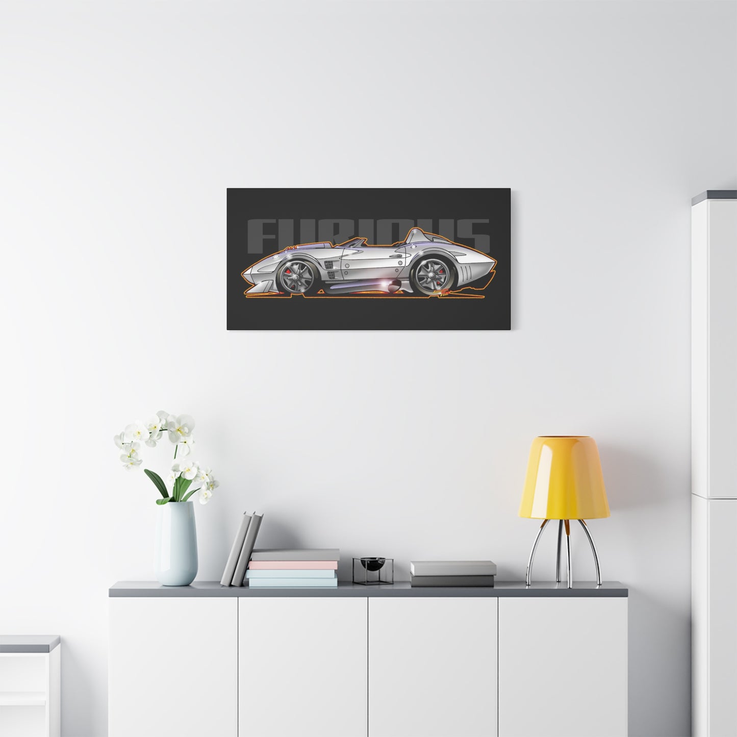 FAST AND FURIOUS Grand Sport Stingray Corvette Fireball Art Canvas Art Wall Print
