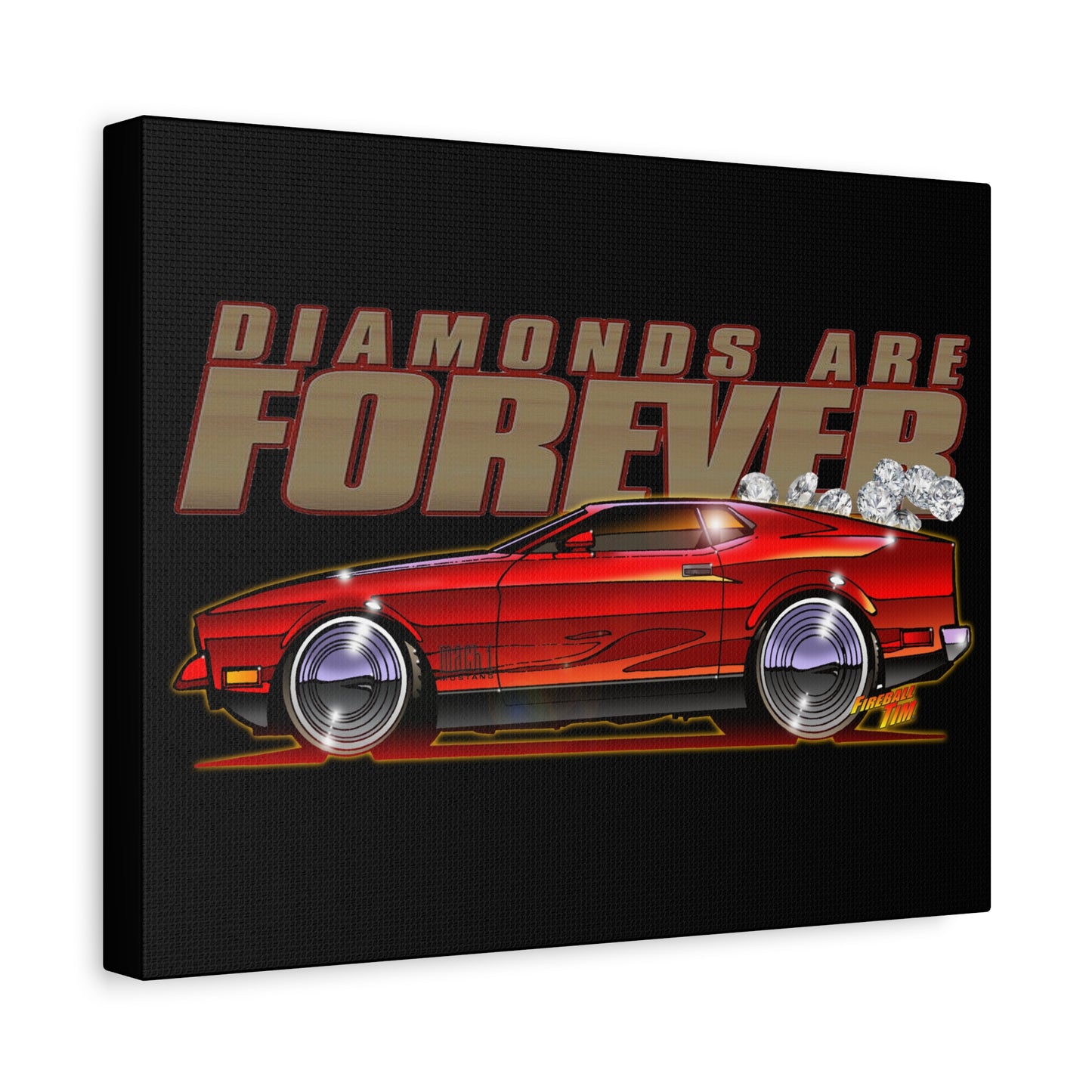 DIAMONDS ARE FOREVER James Bond Mustang Mach 1 Canvas Art Wall Print - 11x14