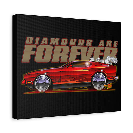 DIAMONDS ARE FOREVER James Bond Mustang Mach 1 Canvas Art Wall Print - 11x14