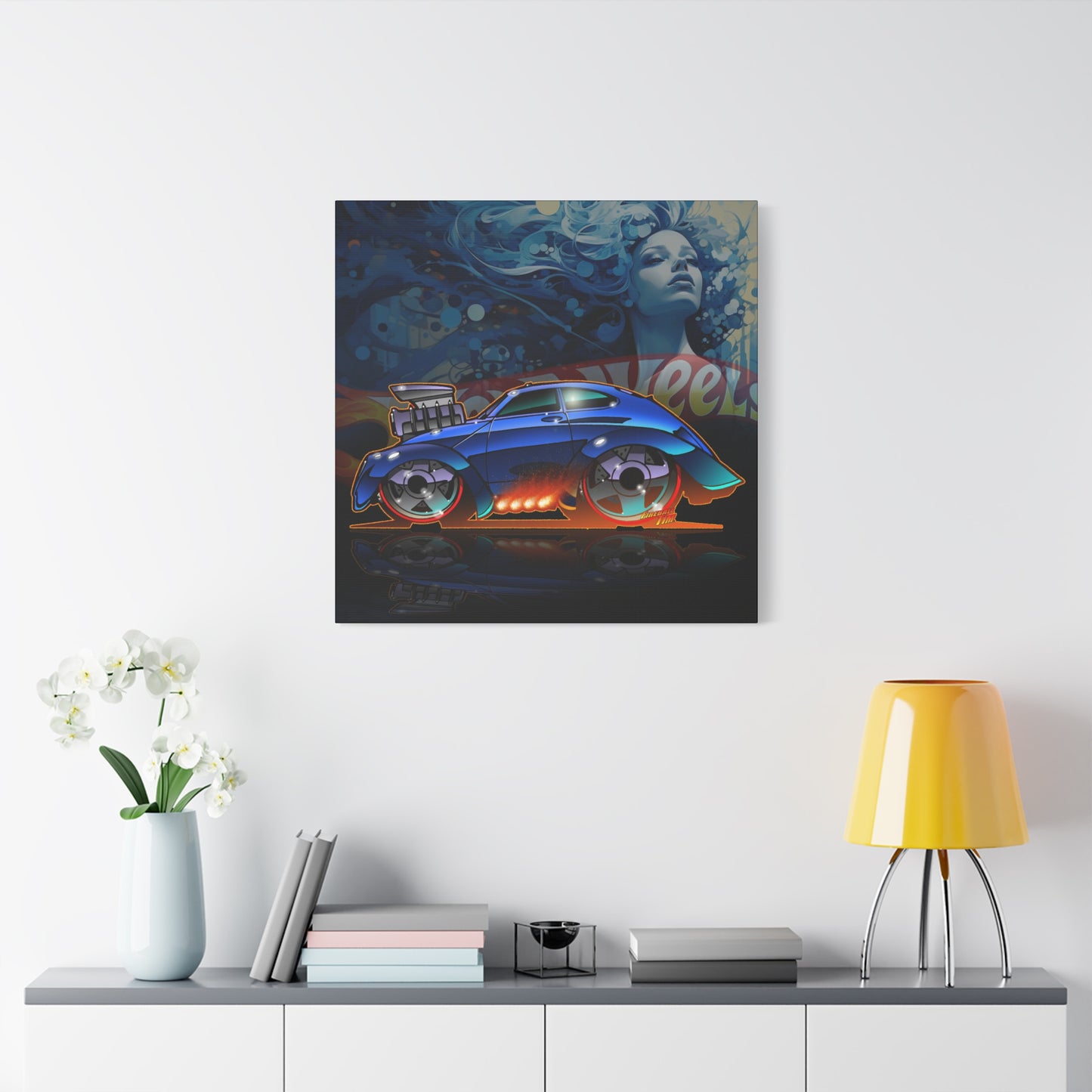 HOT WEEHLS Custom VW Bug Fireball Art Canvas Print