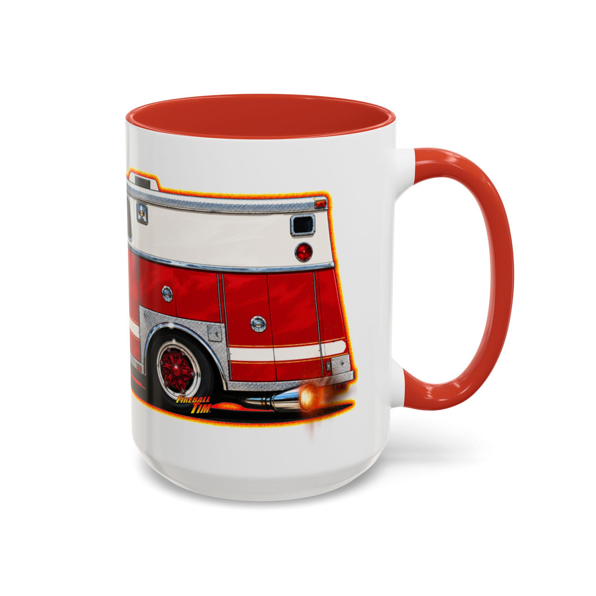 FIRE TRUCK Collectible Fireball Art Coffee Mug - 2 Sizes