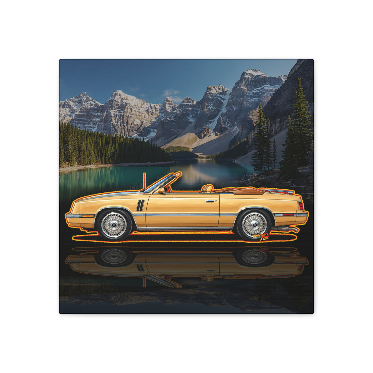 DODGE 600 CONVERTIBLE 1985 Collectible Fireball Art Canvas Stretched Print