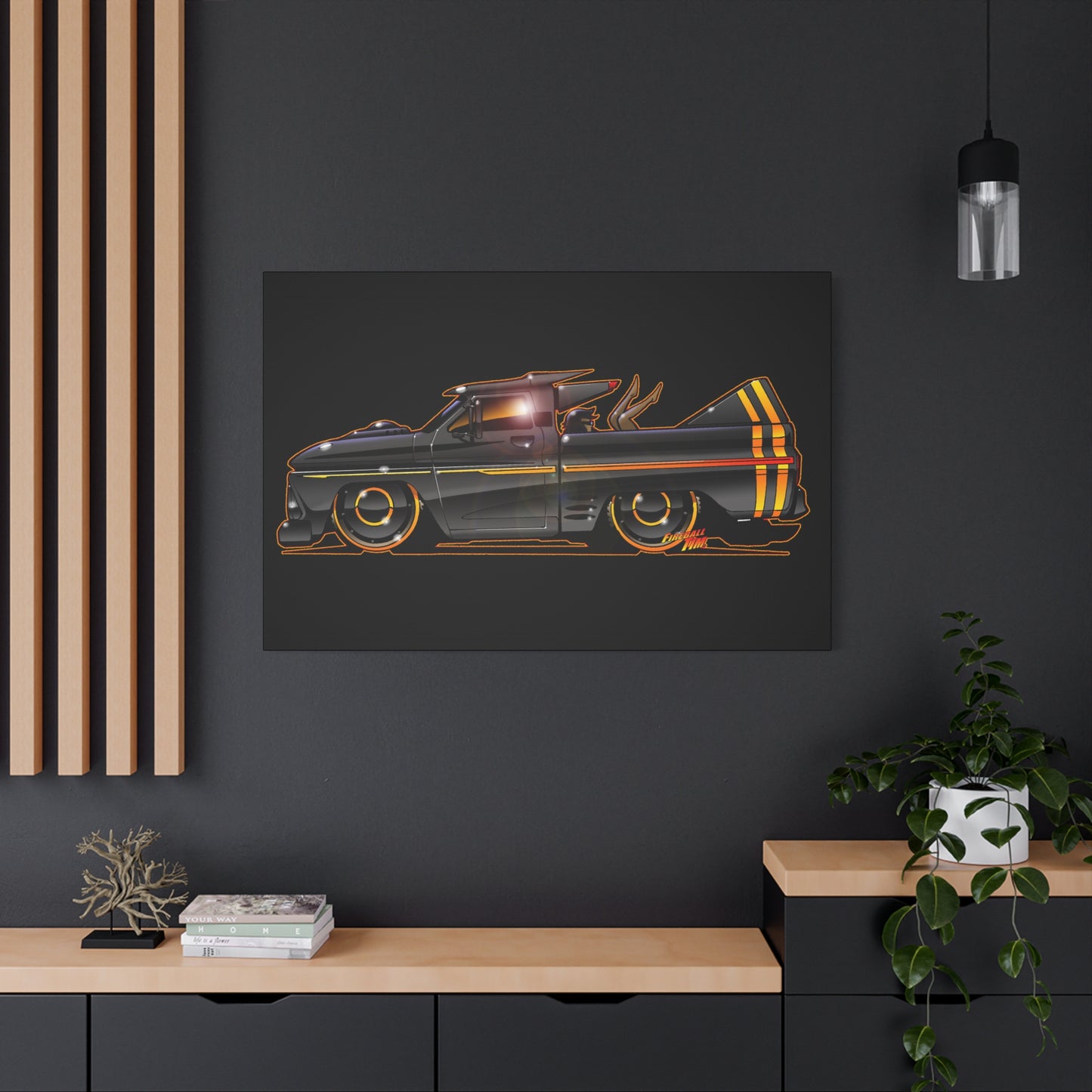 CHEVROLET C10 1960 Stinger Pickup Truck Fireball Art Canvas Print