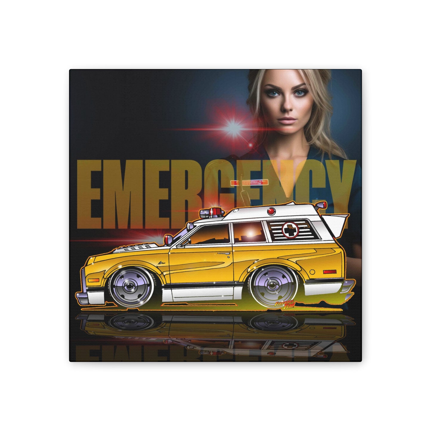 EMERGENCY AMBULANCE 1970 Chevy TV Show Canvas Art Print - 2 Sizes