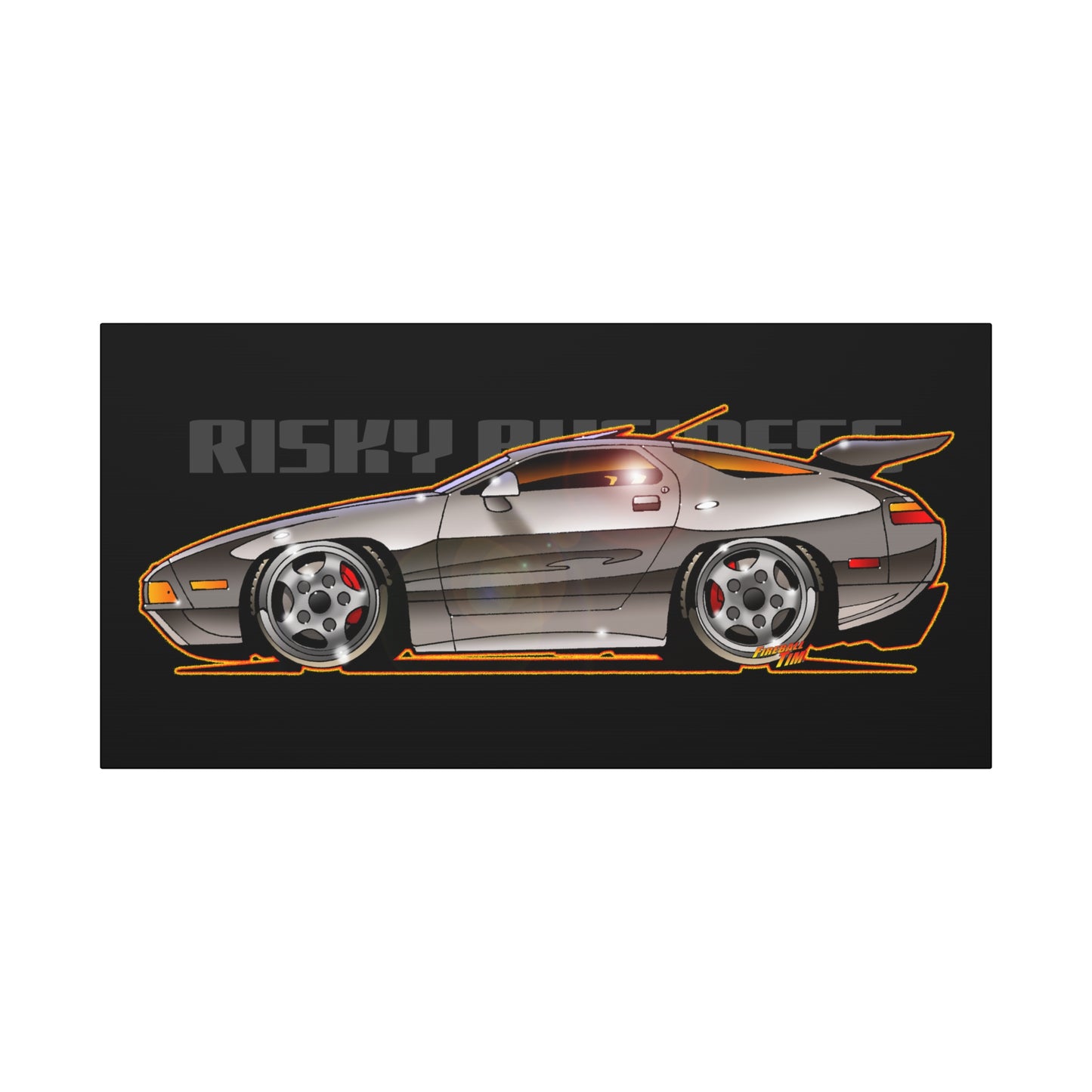 RISKY BUSINESS Porsche 928 Fireball Art Canvas Print - Sizes