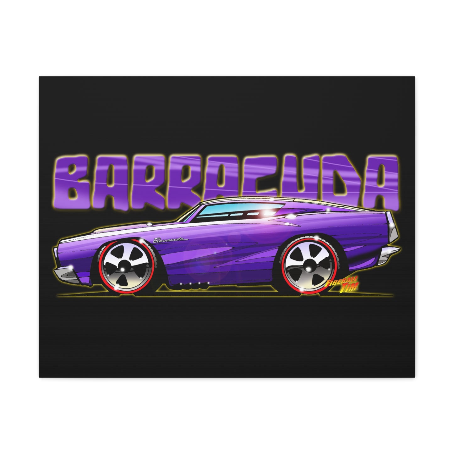 PLYMOUTH BARRACUDA Fireball Art Canvas Wall Print