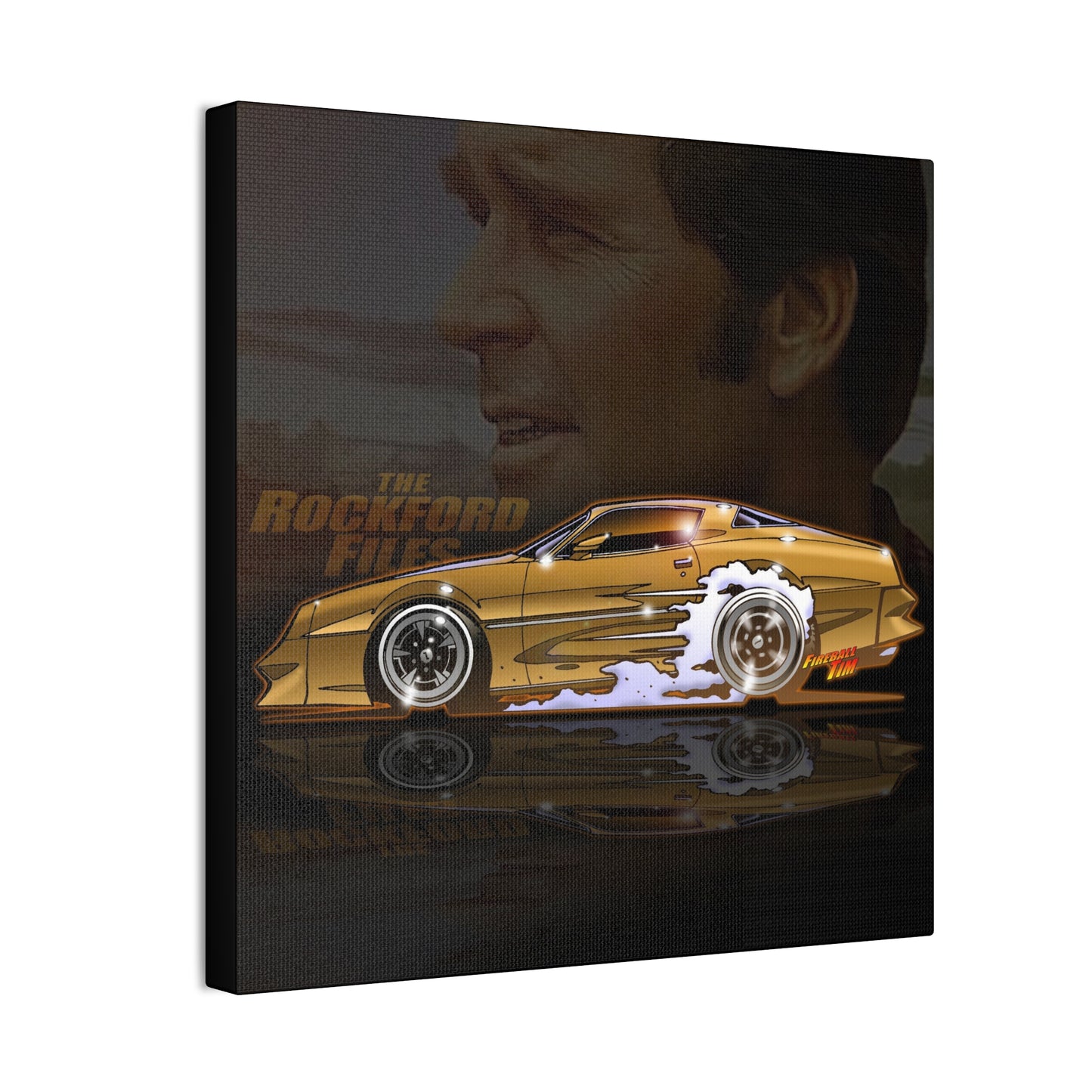 ROCKFORD FILES Pontiac Firebird Fireball Art Canvas Wall Print - 3 Sizes