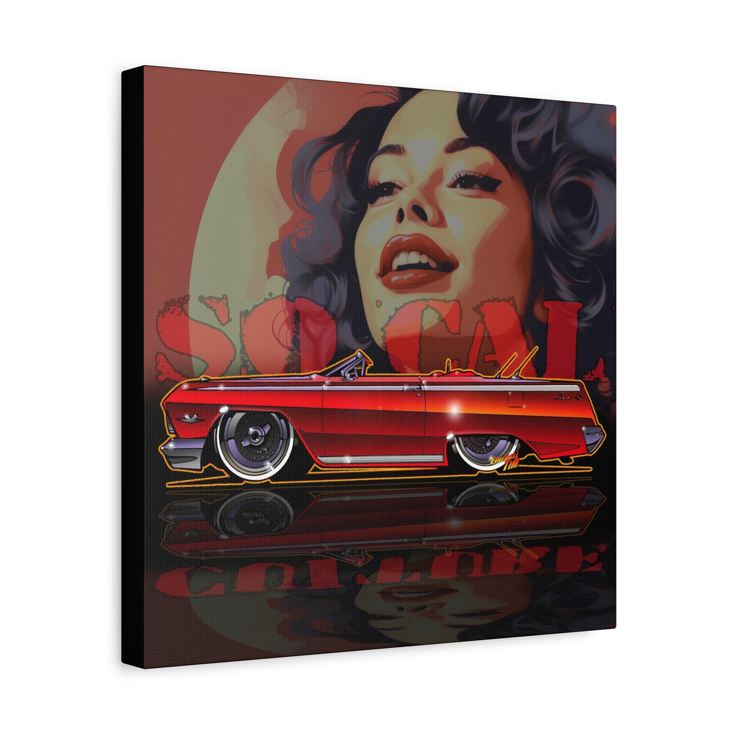 CHEVY IMPALA LOWRIDER Collectible Fireball Art Canvas Print