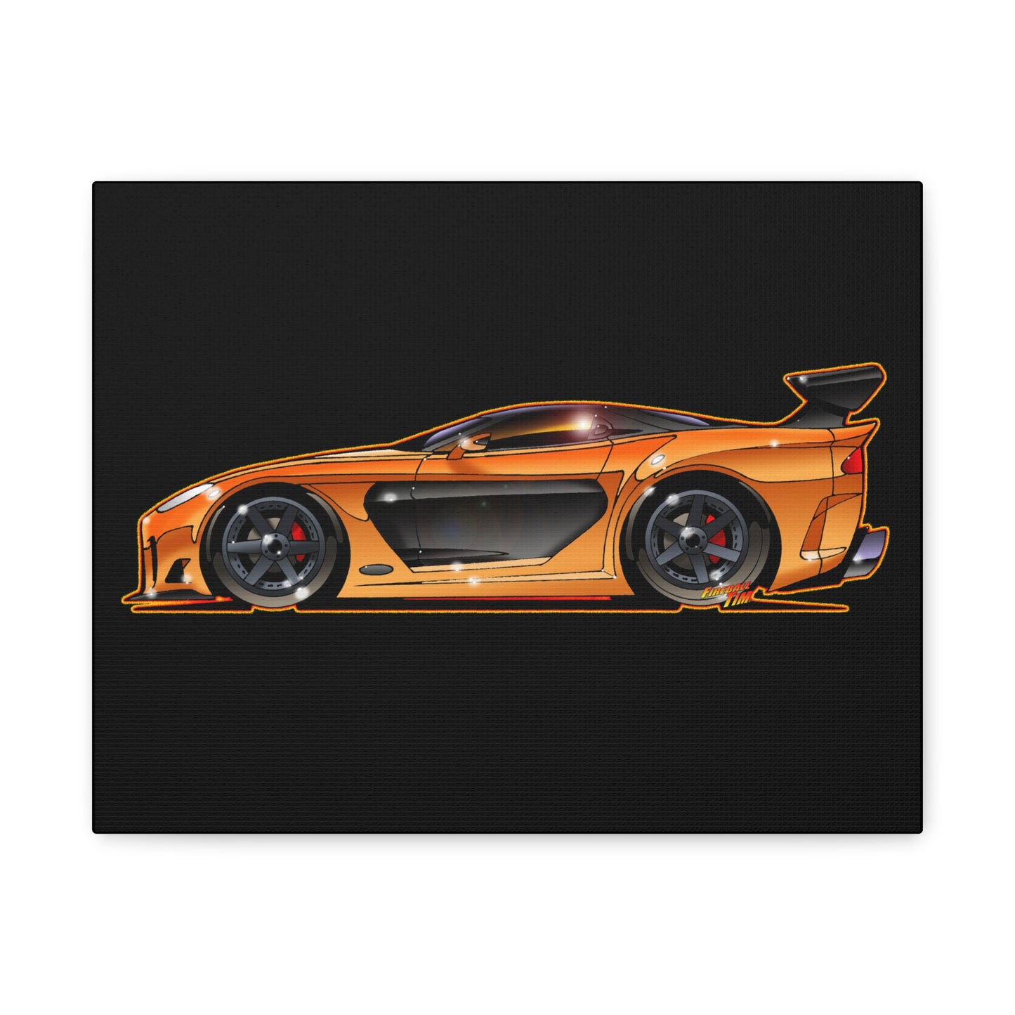 FAST AND FURIOUS MAZDA RX-7 Fireball Art Collectible Canvas Print - 11x14