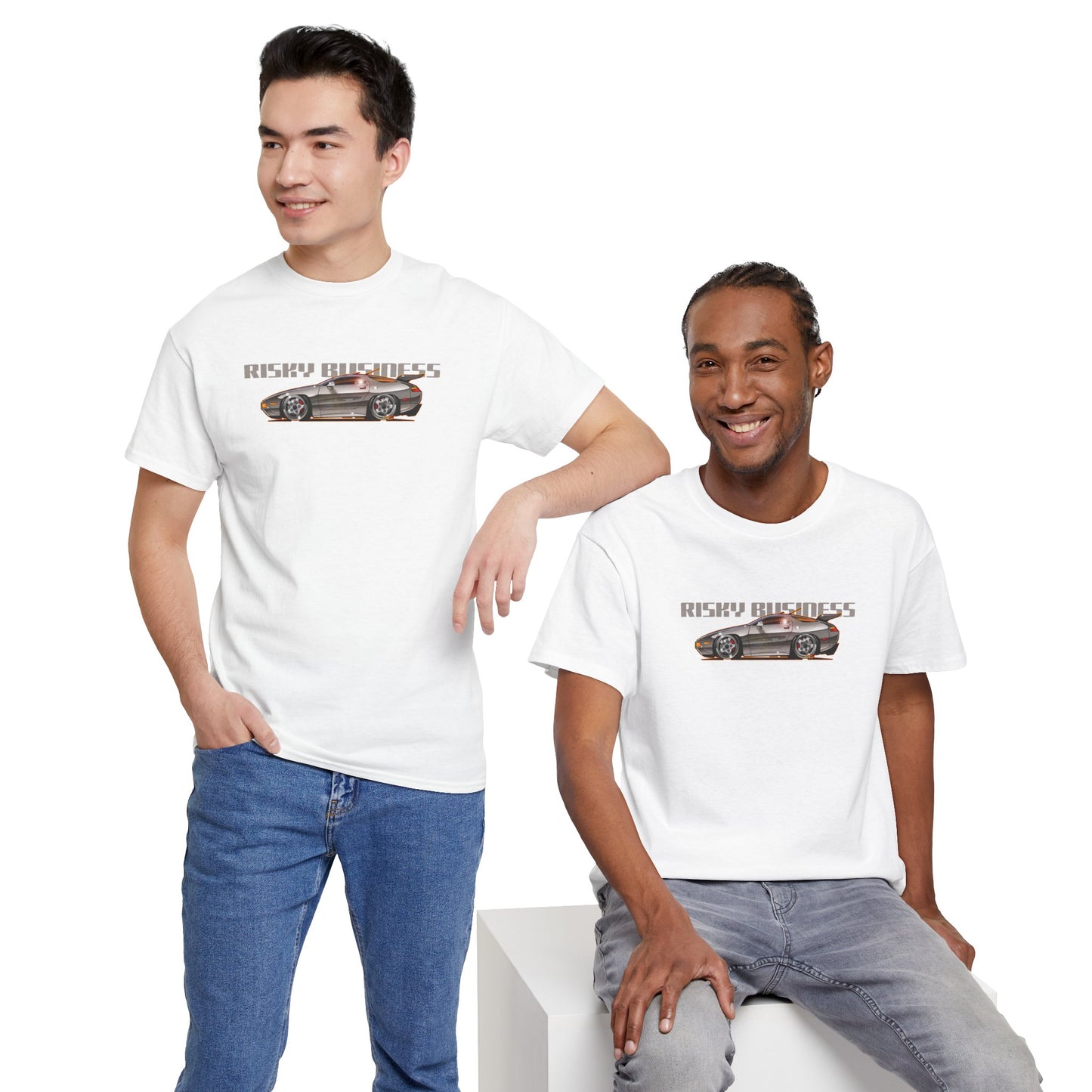RISKY BUSINESS Porsche 928 Fireball Art Cotton Tee Shirt - Colors